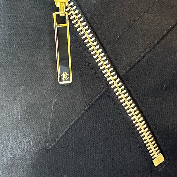 Roberto Cavalli Black Wool Straight Skirt With Gold Tone Zippers Size 46 - Picture 6 of 10